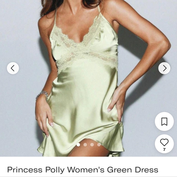 Princess Polly Green Mini Dress with Lace and V-Neck - Picture 1 of 13
